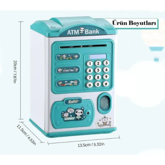 Pembe 3 adet Kullanıma Uygun Sevimli Tasarımlı Şifreli ATM Kumbara
