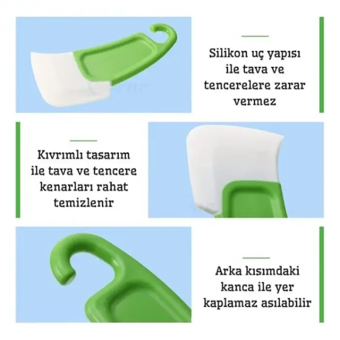 Kullanıma Uygun Silikon Uçlu Bulaşık Temizleme Kazıyıcı Spatula