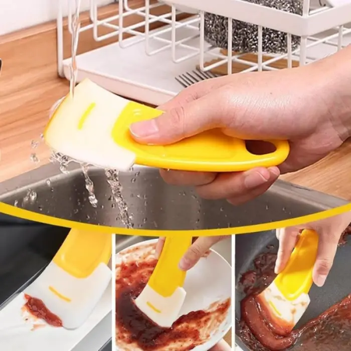 Kullanıma Uygun Silikon Uçlu Bulaşık Temizleme Kazıyıcı Spatula