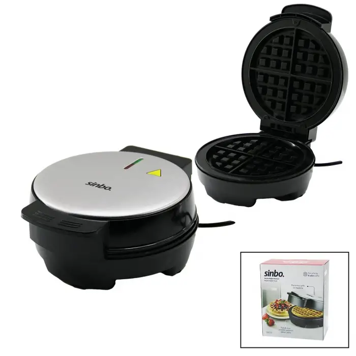 Kullanıma Uygun Sinbo Belçika Waffle Makinesi 4 Waffle Kapasiteli Yapışmaz Plaka