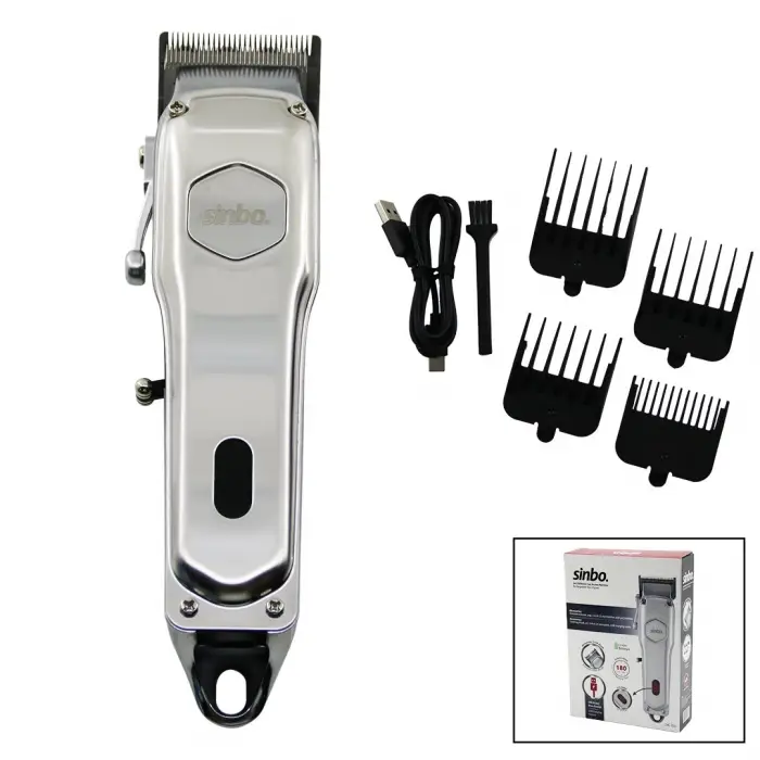 Kullanıma Uygun Sinbo Tıraş Makinesi USB Şarjlı Çelik Gövde Kollu Tarak Ayarı