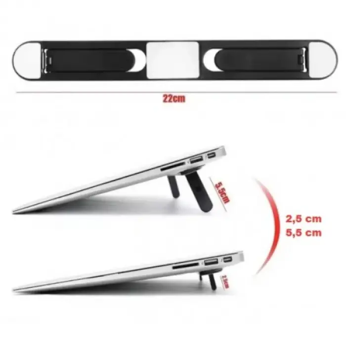 Laptop Standı Siyah 2 Kademeli Katlanabilir ve Yapışkanlı
