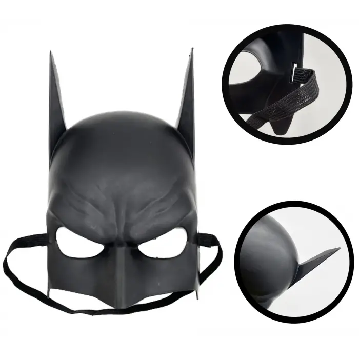 1 adet Kullanıma Uygun Siyah Çocuk Batman Maskesi Lastikli