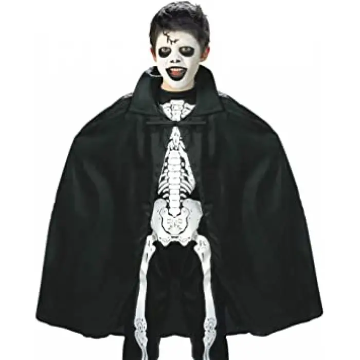 90 cm Ölçülü Siyah Renk Yakalı Halloween Pelerini