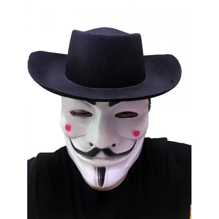 Maske Siyah Renkli Delikli Çocuk Boy Vendetta Şapkası ve Vendetta si