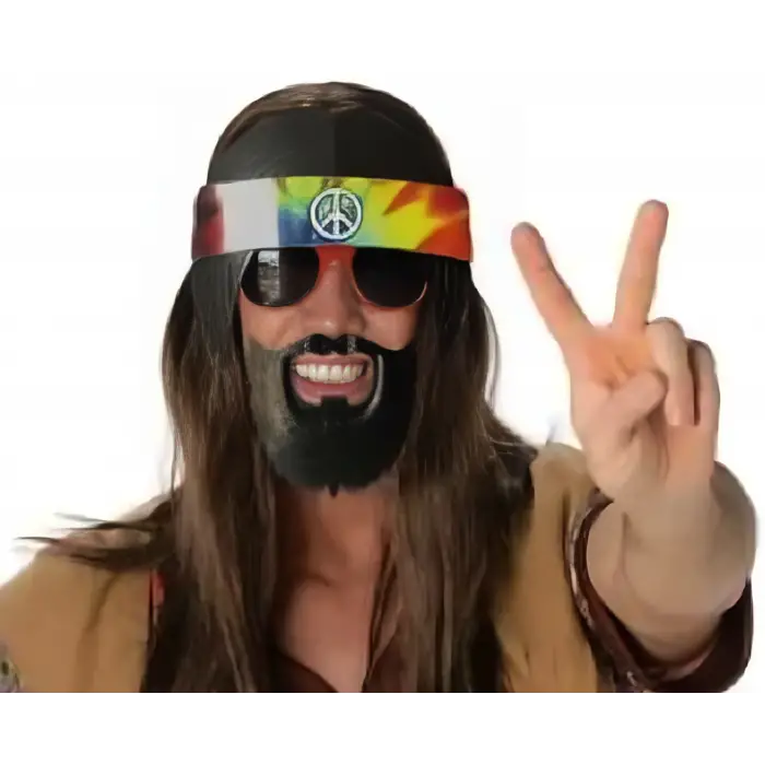 Parti Gözlüğü Siyah Saçlı Bandana Hippi
