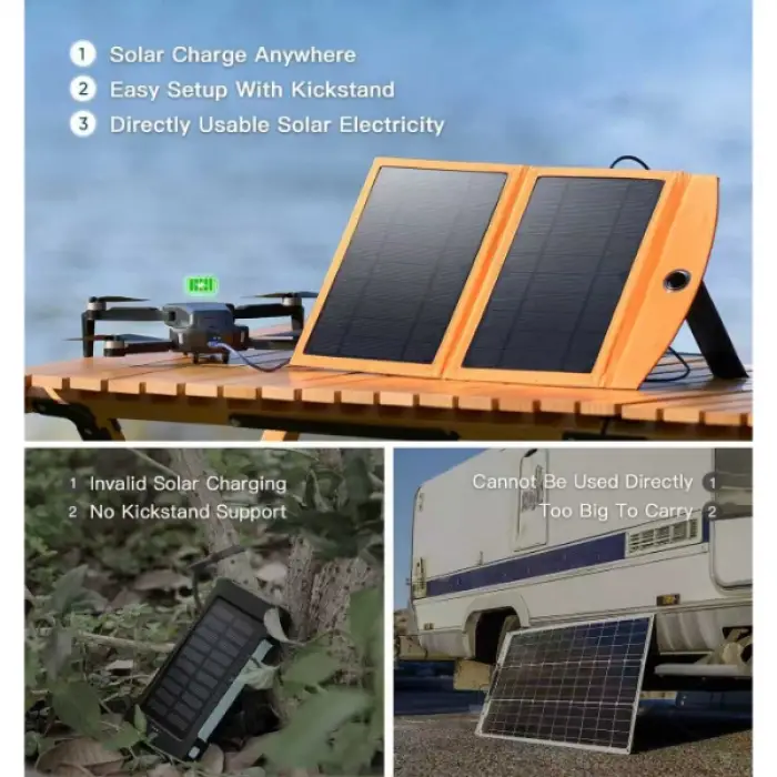 1000 mAh Ölçülü Solar Güneş Enerjili Powerbank