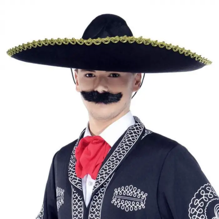 Kullanıma Uygun Sombrero Meksika Şapkası Altın Şeritli Yetişkin Boy