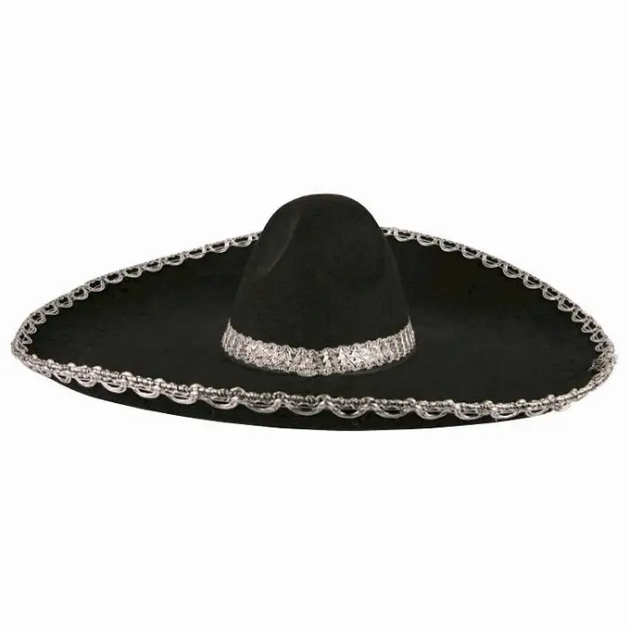 Kullanıma Uygun Sombrero Meksika Şapkası Gümüş Şeritli Yetişkin Boy