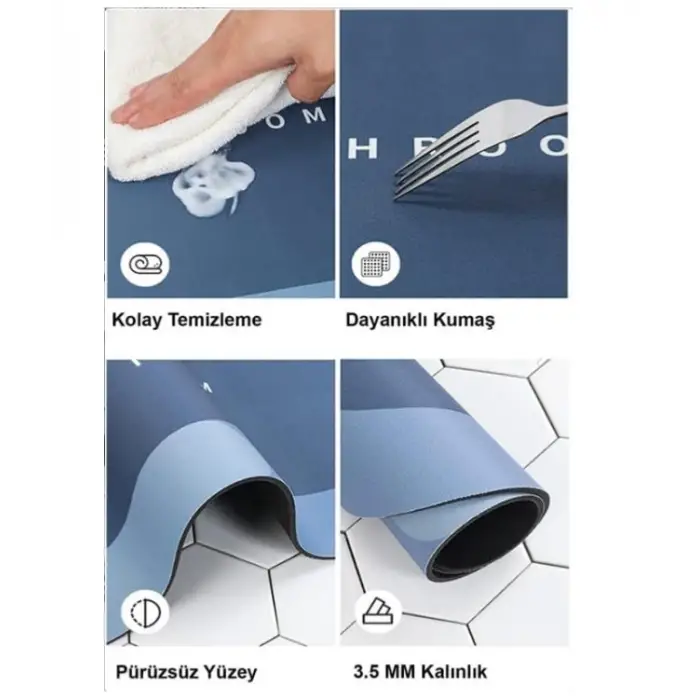 38x58 cm 1 Adet Kullanıma Uygun SÜPER EMICI BANYO PASPASI