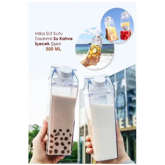 500 ml Kullanıma Uygun Süt Kutusu Tasarımlı İçecek Şişesi