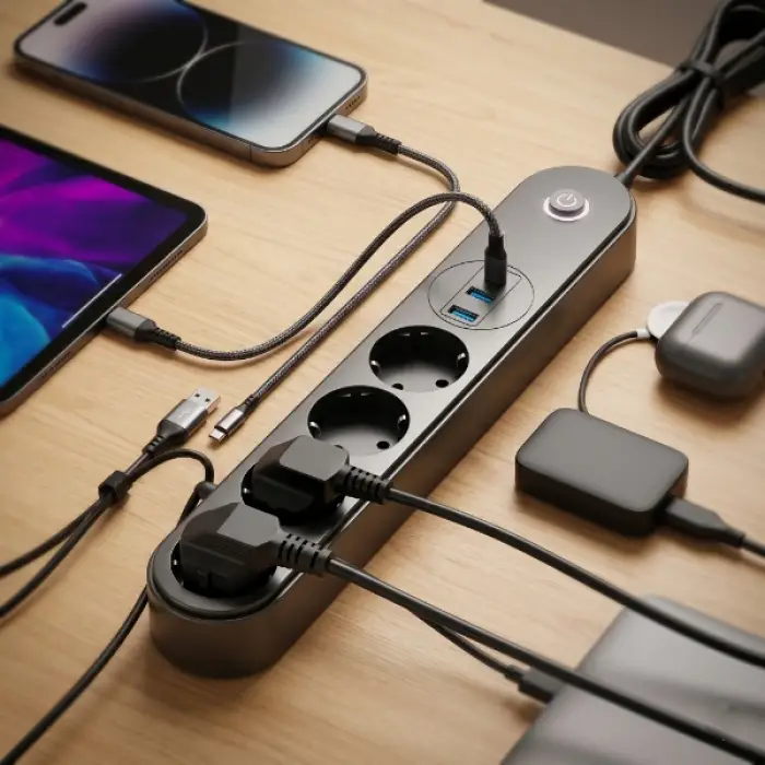Kullanıma Uygun Termal Akım Korumalı 4 Prizli USB Girişli Uzatma Kablosu