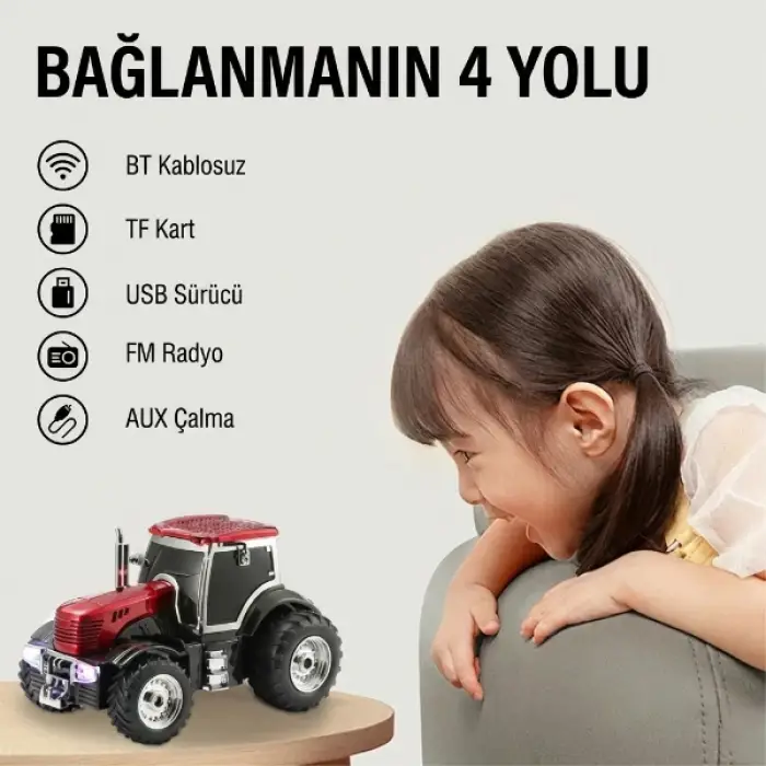 1800 mAh plastik kablosuz Hoparlör Traktör Tasarımlı Bluetooth