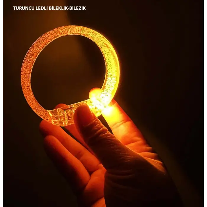 Bileklik Turuncu Led Işıklı Baskı Yapılabilen Pilli Bilezik