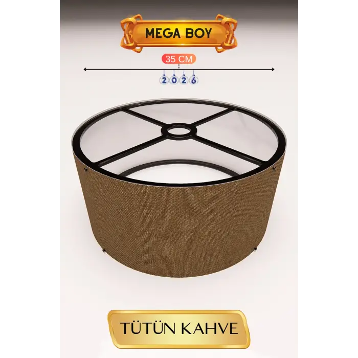 35 CM Ölçülü Tütün Kahve Lambader Başlığı Mega Boy