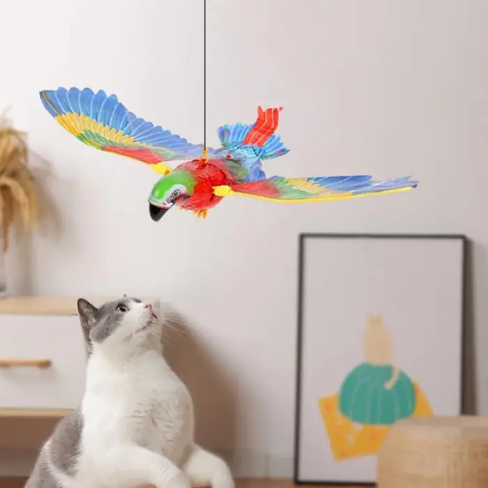 43x25 cm müzikli 2 adet Kullanıma Uygun Uçan Papağan Kedi Oyuncağı