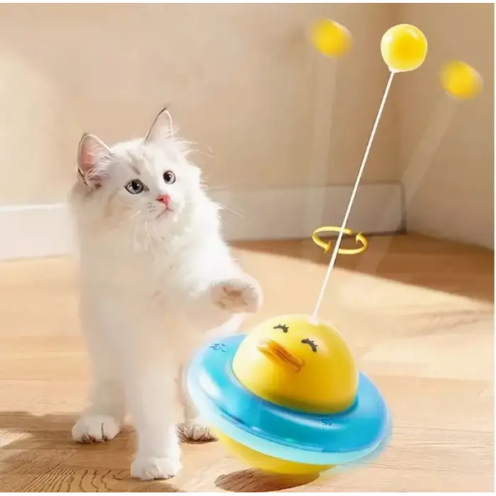 Mavi Kullanıma Uygun UFO Şekilli Ördek Kedi Oyuncağı