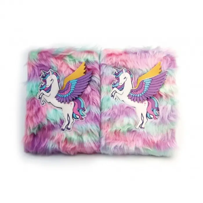 15x22 cm Kullanıma Uygun Unicorn Tasarımlı Peluş Hatıra Defteri