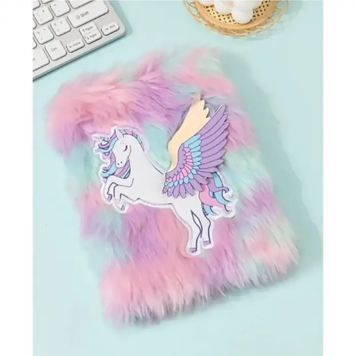 15x22 cm Kullanıma Uygun Unicorn Tasarımlı Peluş Hatıra Defteri