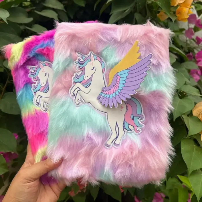 15x22 cm Kullanıma Uygun Unicorn Tasarımlı Peluş Hatıra Defteri