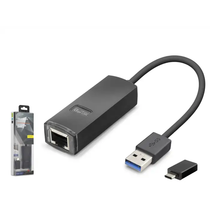 Adaptör Usb 3.1 Usb Type c Gen1 Ethernet Gigabit Siyah LAN03