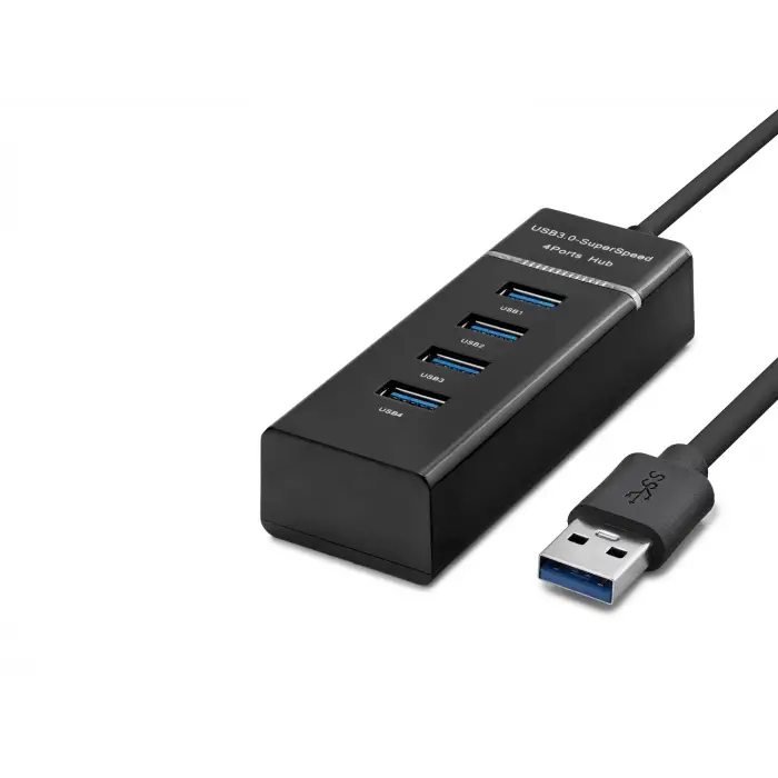 30Cm Ölçülü Usb3.0 Hub 3*Usb + Usb3.0 Siyah