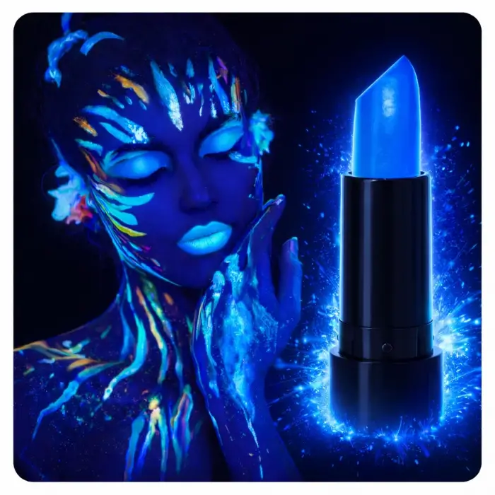 Kullanıma Uygun UV Neon Mavi Ruj Karanlıkta Parlayan Makyaj Boyası