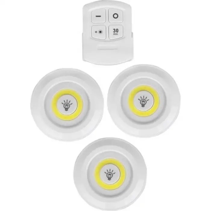 Plastik Uzaktan Kumandalı Yapışkanlı 3lü Led Spot Lamba