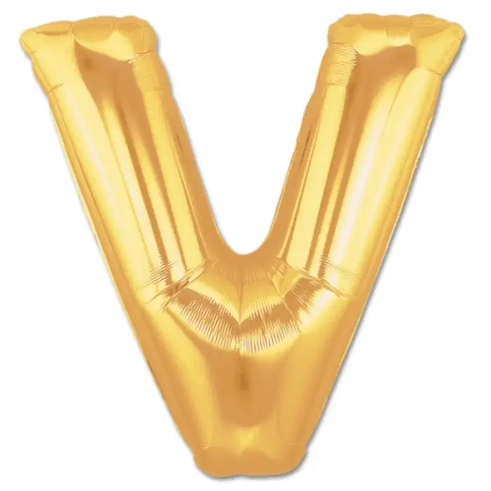 90 Cm 1 Adet V Harf Folyo Balon Altın Renk 40 inç