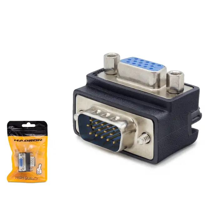 Adaptör Vga Erkek Dişi 90 Derece Açili Siyah