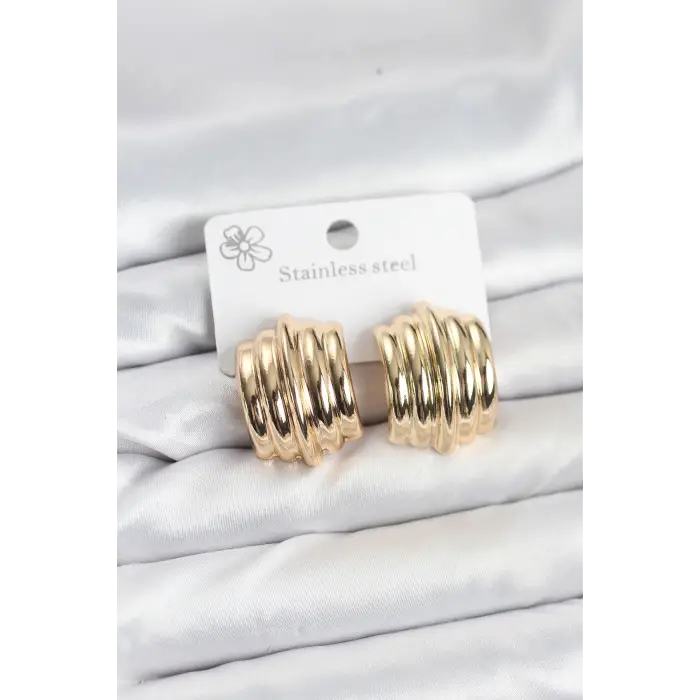 Kadın Küpe Vintage Model Çelik Gold Renk