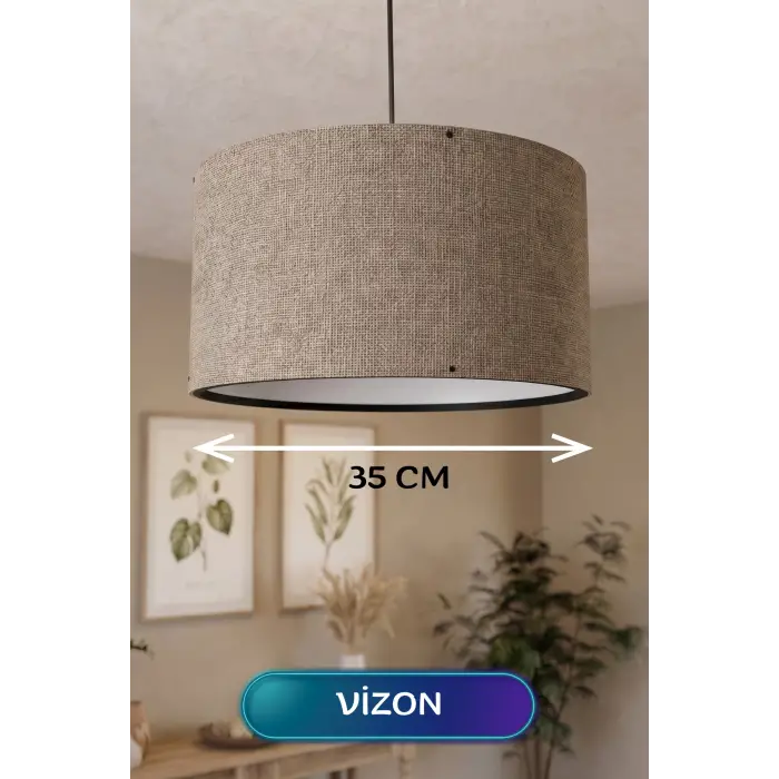 35 CM Ölçülü Vizon Kumaş Başlıklı Sarkıt Avize