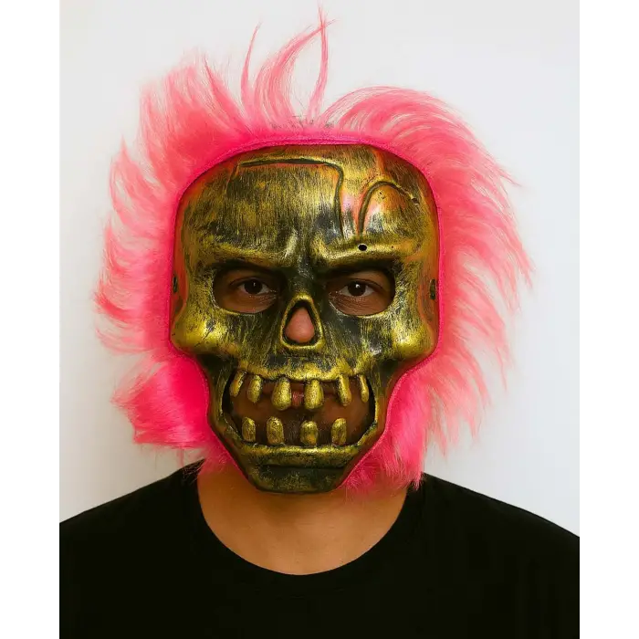 Maske Wild Skull Bakır Kafatası Pembe Saçlı İskelet