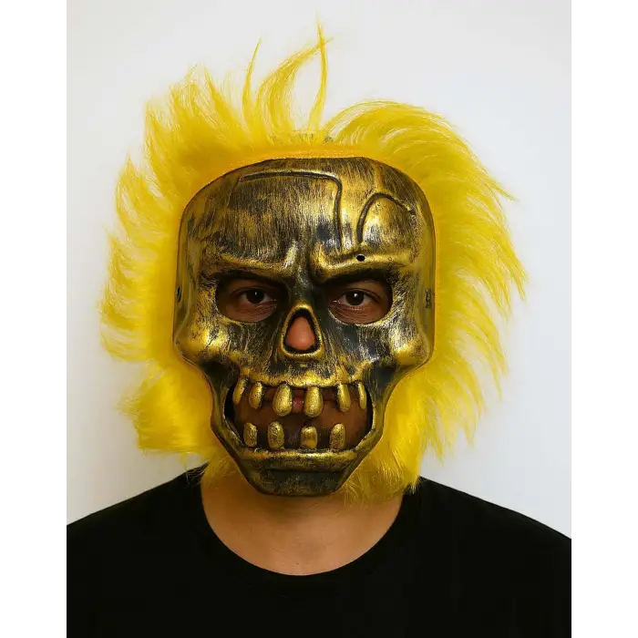 Maske Wild Skull Bakır Kafatası Sarı Saçlı İskelet