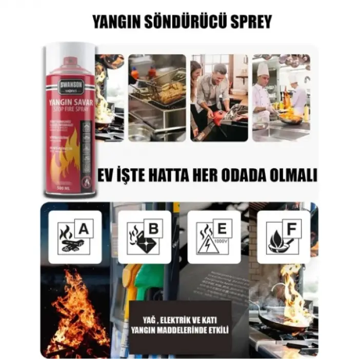 500 ml Kullanıma Uygun Yangın Savar Tüpü Sprey