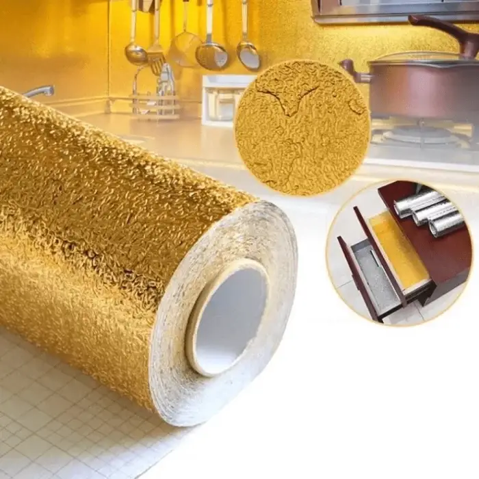 40 cm Kullanıma Uygun Yapışkanlı Gold Mutfak Tezgah Folyosu