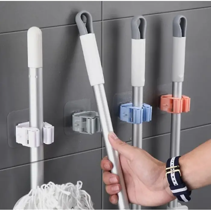 4 Adet Yapışkanlı Mop Tutucu Seti