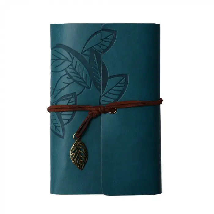 18.5 Cm Eskitme Görünümlü Defter Yaprak Desenli Deri