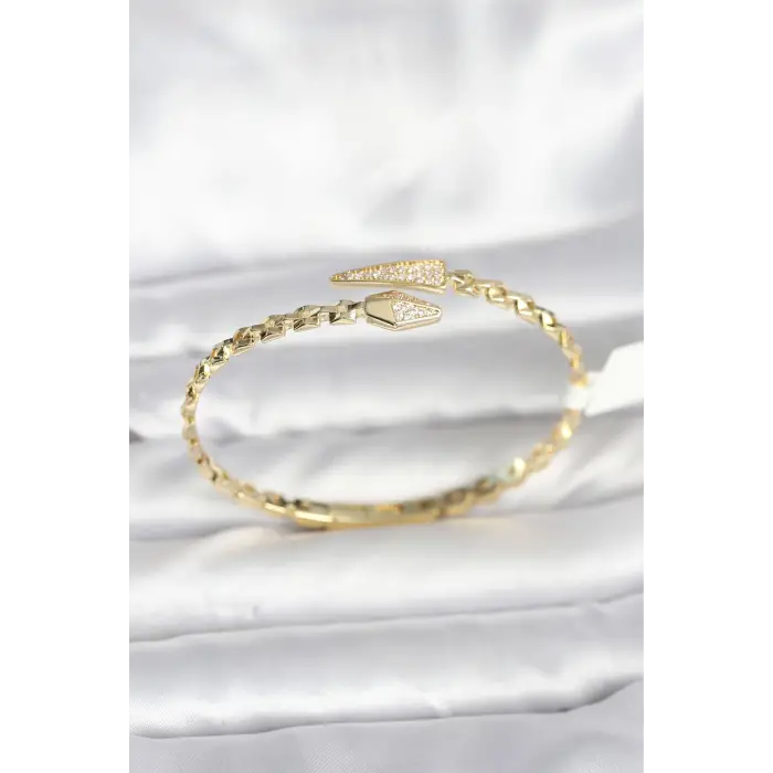 Bileklik Yılan Model Pirinç Gold Renk Kadın Kelepçe