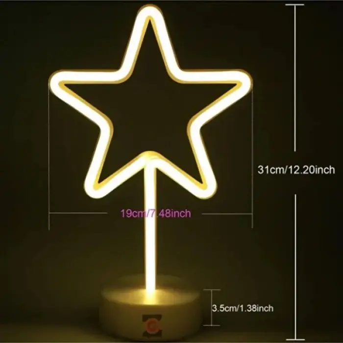 31 cm Kullanıma Uygun Yıldız Neon LED Lamba
