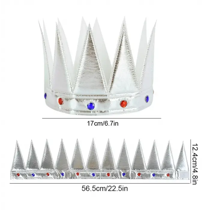 55 cm Ölçülü Yumuşak Gümüş Kral Tacı