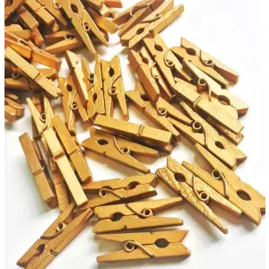 2.5cm Ölçülü 100lü Gold Ahşap Mandal (10lu Adet)