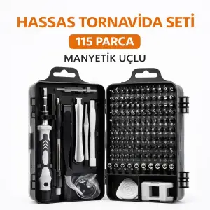 Kullanıma Uygun 115 Parça Manyetik Uçlu Hassas Tornavida Seti