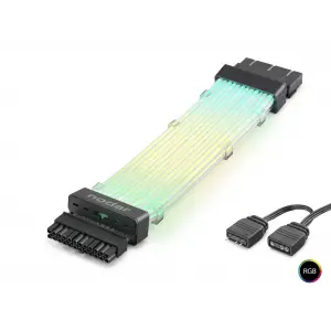 2 Mm Ölçülü 24 Pin Argb Power Supply Uzatma Kablosu Gümüş Kaplamalı Bükülebilir 108 Led Siyah ND2814B