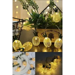 Kullanıma Uygun 2m 10 Led 2 Kademeli Ananas Led Işık Pilli