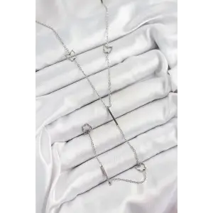 Kadın Kolye Çelik Figürlü Y Model Gümüş Renk