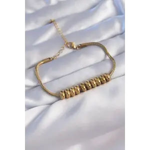 Bileklik Çelik Gold Renk Oval Figürlü