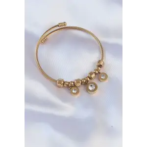 Bileklik Çelik Gold Renk Zirkon Taşlı Model Charm