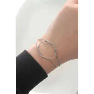 Bileklik Çelik Gümüş Renk Düğüm Model