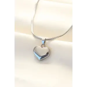 Kolye Çelik Gümüş Renk Kalp
